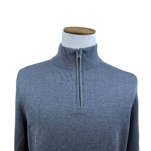 Lands End Grey Mens Half-Zip Sweater Warm Lightweight Quarter Zip Sz M - Picture 4 of 10